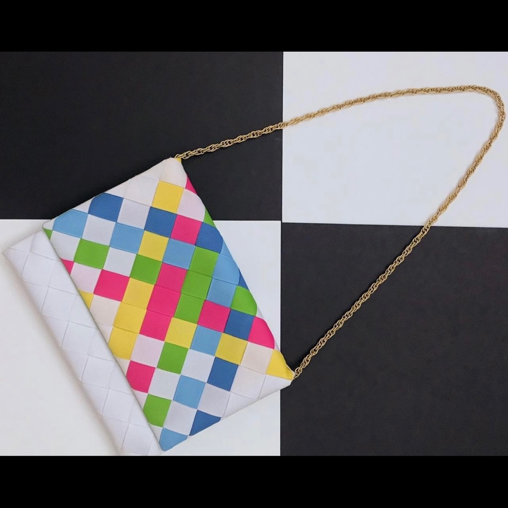 Vintage Neon colors 70s ribbons bag
